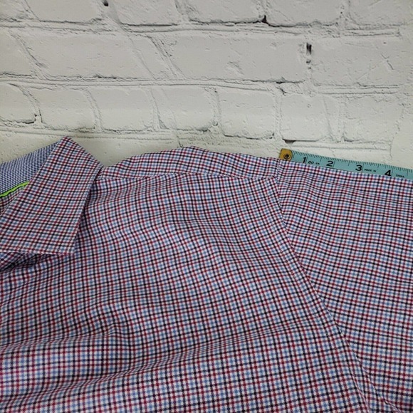 Tattersall London Shirt Men's 17 34/35‎ Red & Blue Plaid Check Button Up Dress - Picture 7 of 13
